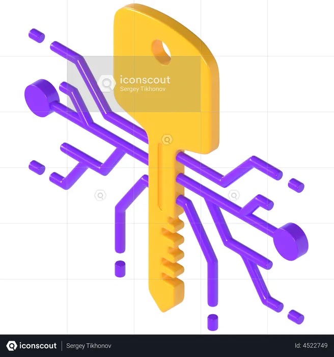 Digital Key  3D Illustration