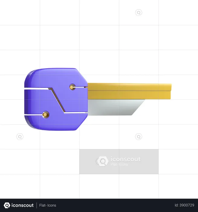 Digital Key  3D Illustration