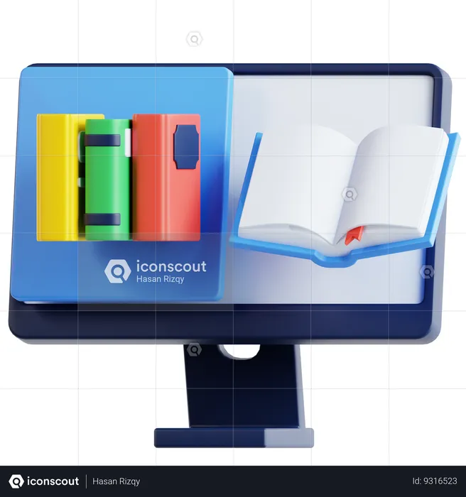 Digital Library  3D Icon