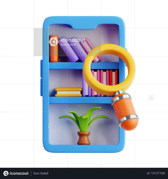 Digital Library  3D Icon