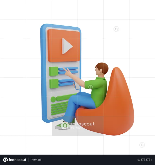 Digital marketer doing work from home  3D Illustration