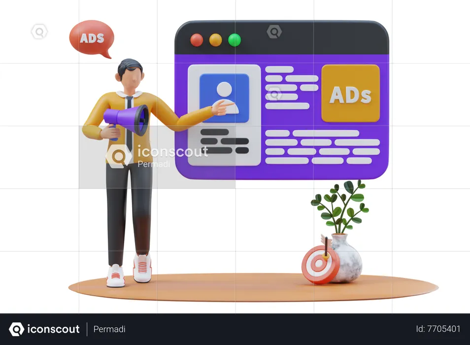 Digital Marketing Ads  3D Illustration