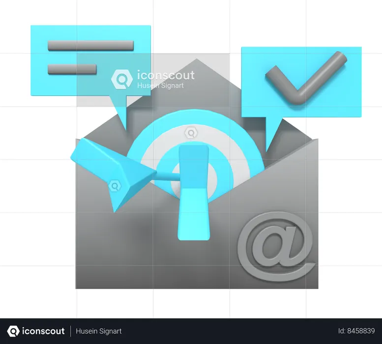 Digital marketing anvelope target  3D Icon