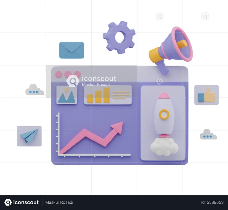 Digital Marketing Graph  3D Illustration