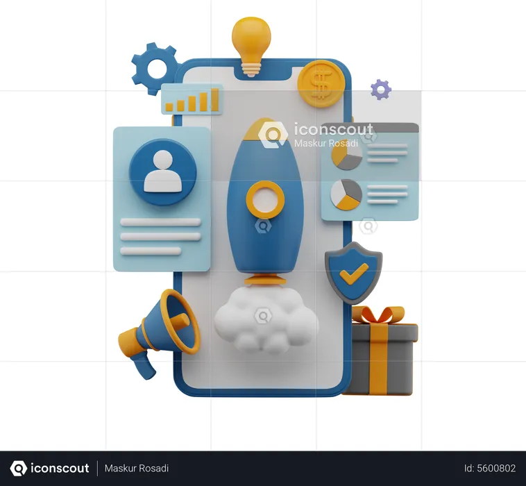 Digital Marketing Startup  3D Illustration