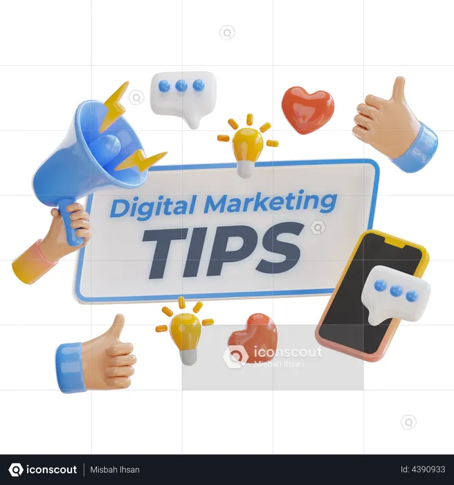 Digital marketing tips  3D Illustration