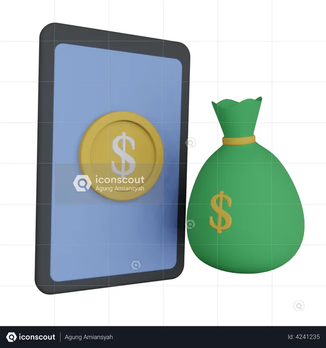 Digital money  3D Illustration