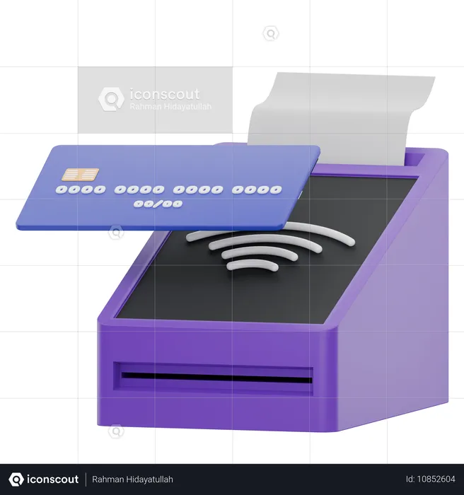 Digital Payment Terminal With Contactless Card  3D Icon