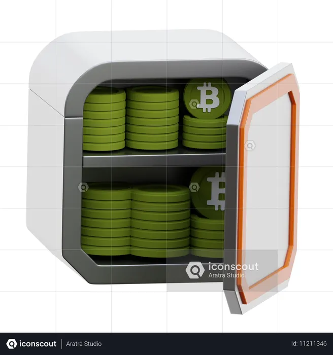 Digital Safe With Bitcoin Coins  3D Icon