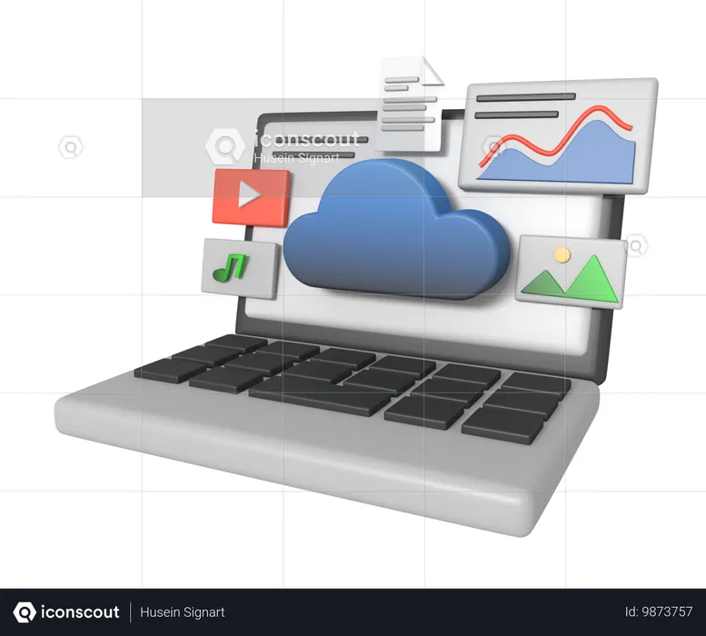 Digitales Asset im Cloud-Speicher  3D Icon