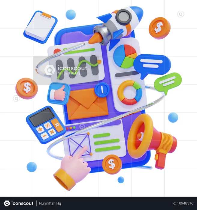 Digitales Marketing  3D Illustration