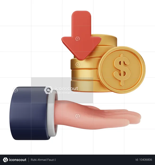 Diminuer la pièce de monnaie dollar  3D Icon
