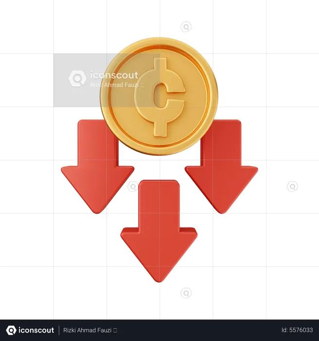 Diminuir centavo  3D Icon