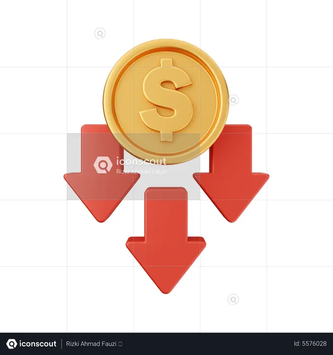 Diminuir dólar  3D Icon