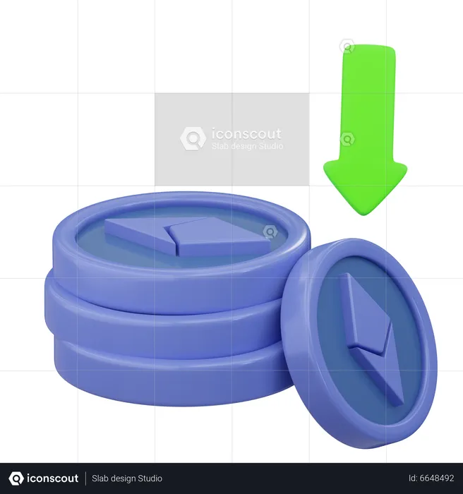 Diminution de la valeur de l'Ethereum  3D Icon