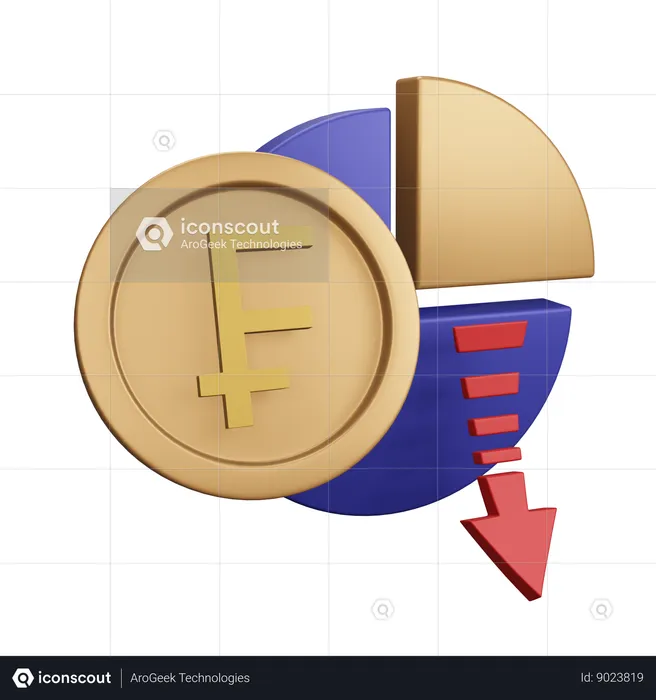 Graphique de diminution du franc suisse Monet  3D Icon