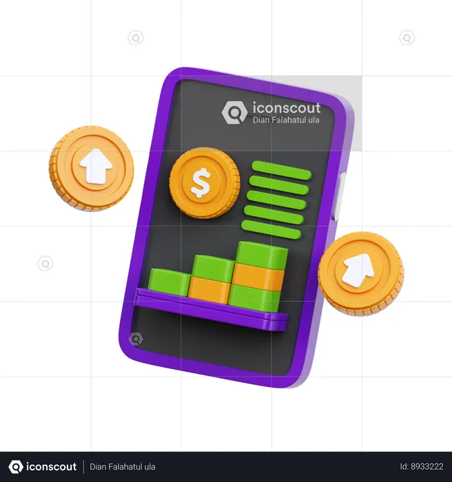 Ganancia de dinero  3D Icon