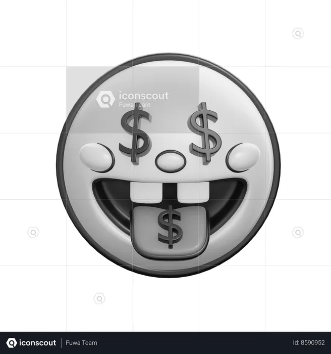 Cara de boca de dinero Emoji 3D Icon