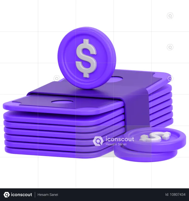 Dinero con moneda  3D Icon