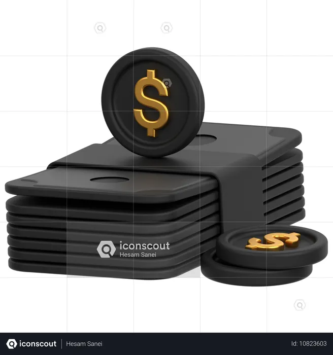 Dinero con moneda  3D Icon