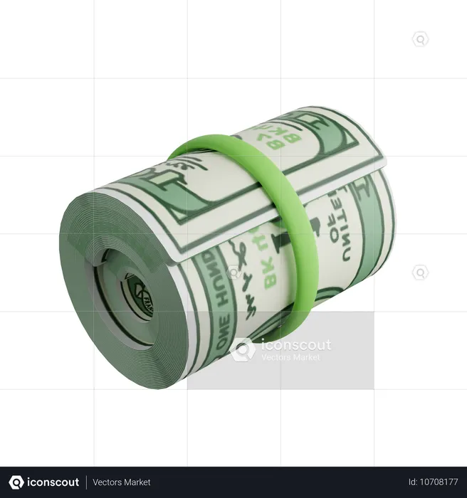 Dinero enrollado  3D Icon