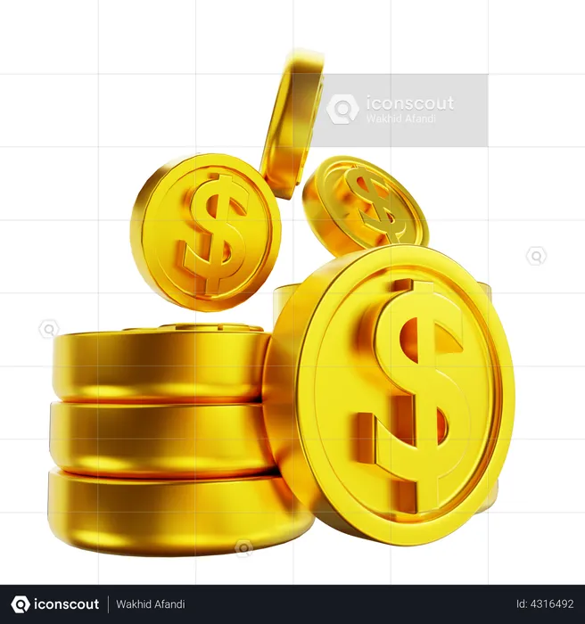 Monedas de dinero  3D Illustration