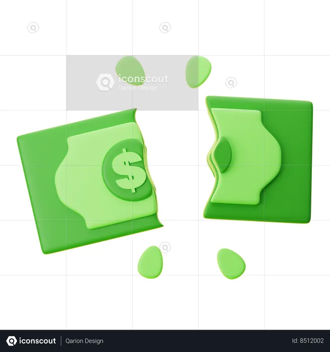 Dinero roto  3D Icon