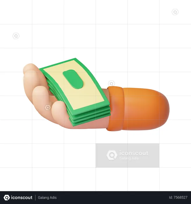 Mão segurando dinheiro  3D Icon