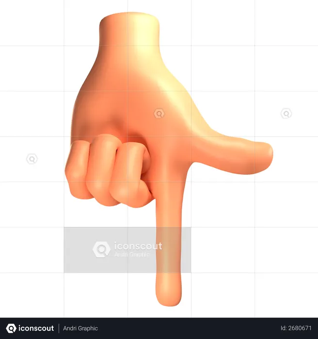 Direção para baixo gesto com a mão  3D Icon