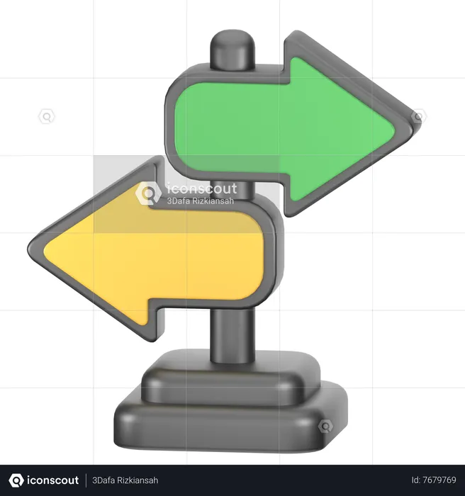 Direction Sign Flag 3D Icon