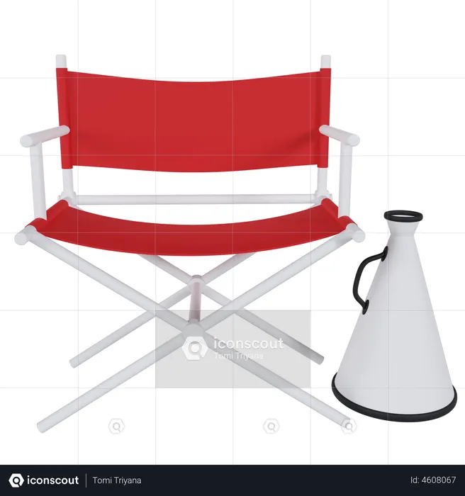 Director Chair And Megaphone  3D Illustration
