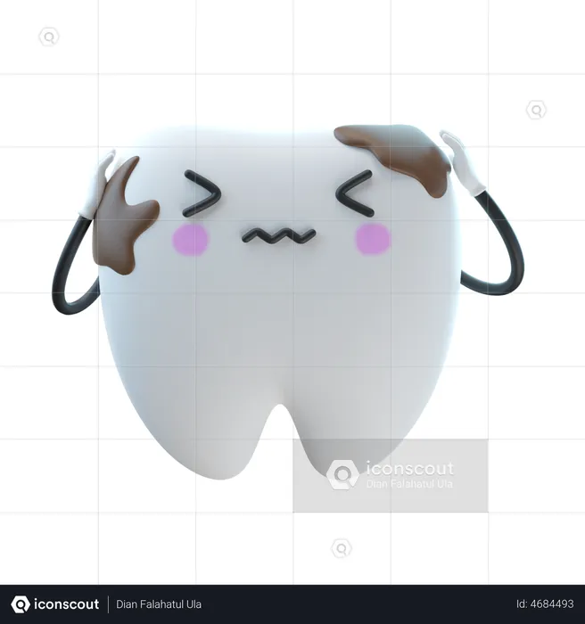 Dirty Tooth With Germ  3D Illustration