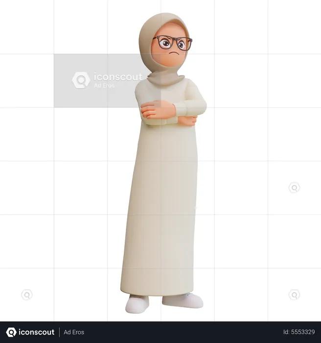 Disappointed Muslim Girl  3D Illustration