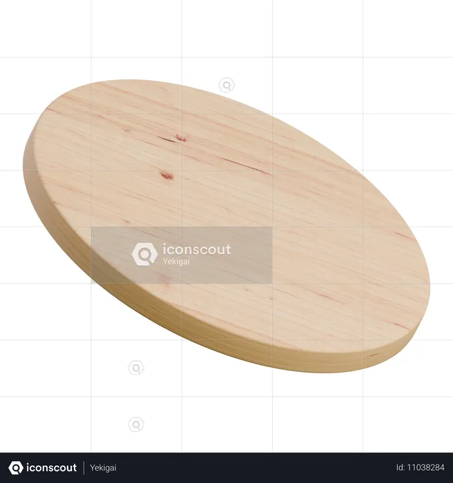 Disco de madera con forma abstracta  3D Icon