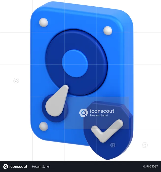 Disco duro con escudo  3D Icon