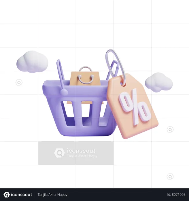 Discount Basket  3D Icon