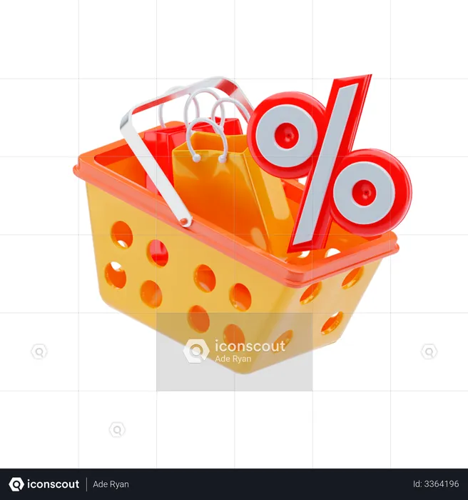 Discount Basket  3D Illustration