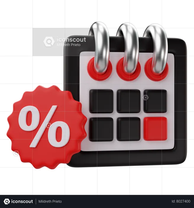 Discount Calendar  3D Icon