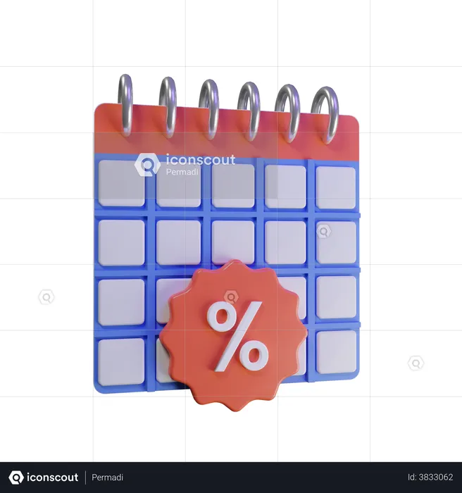 Discount Calendar  3D Illustration