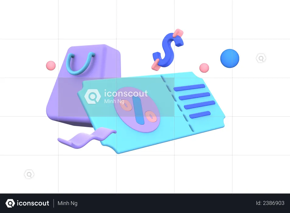Discount card on shopping  3D Illustration