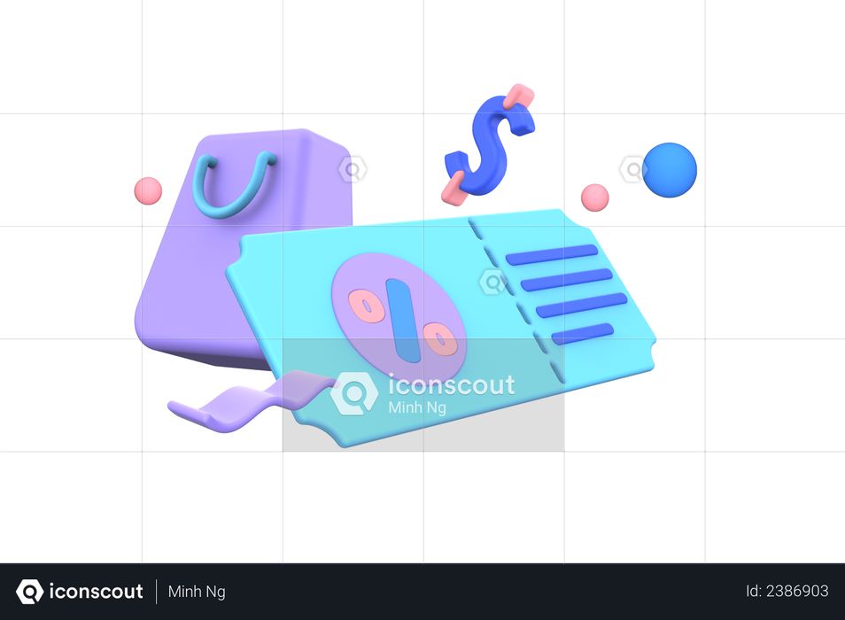 Discount card on shopping 3D Illustration