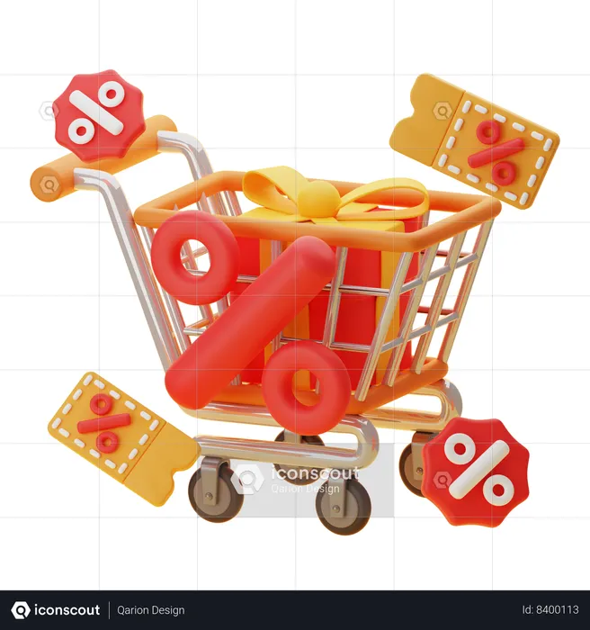 DISCOUNT CART  3D Icon