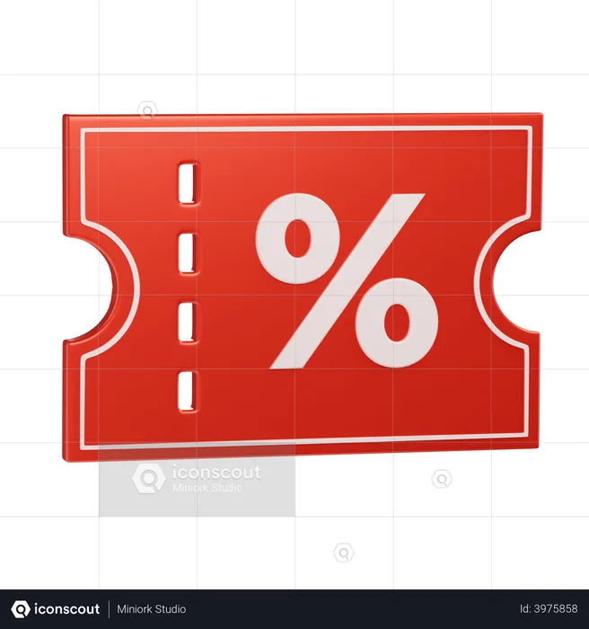 Discount Coupon Ticket  3D Illustration
