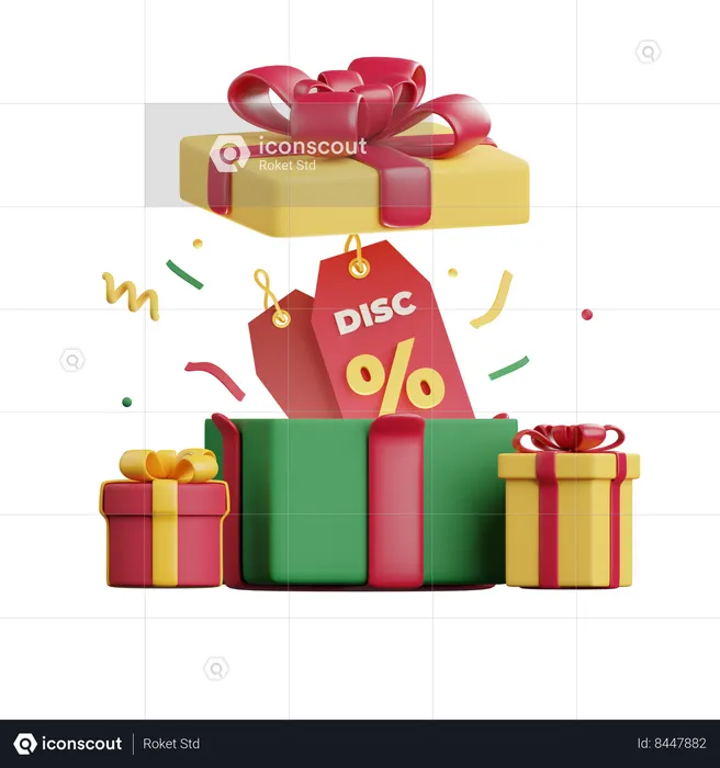 Discount Gift Box  3D Icon