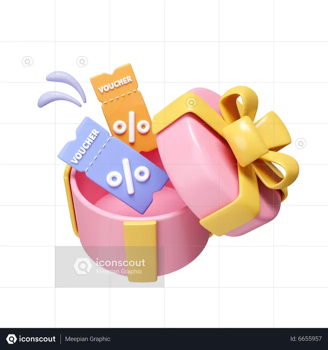 Discount Gift Box  3D Icon