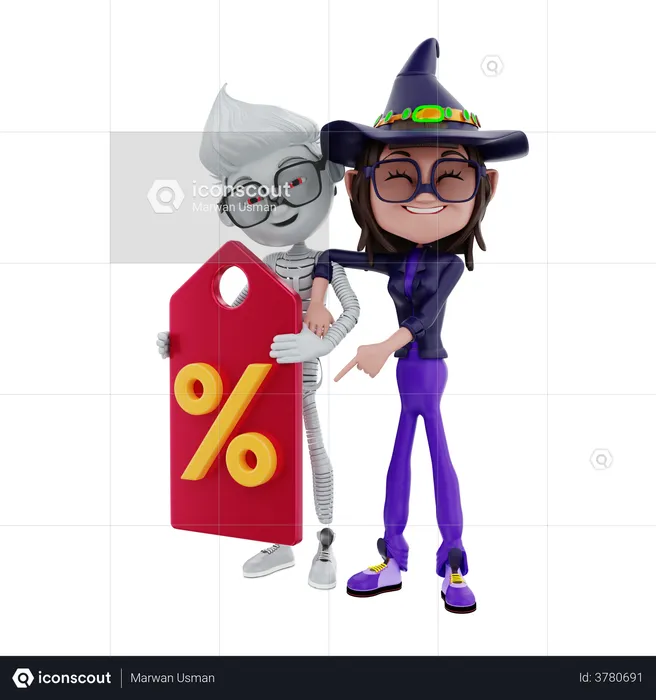 Discount on shopping on halloween day  3D Illustration