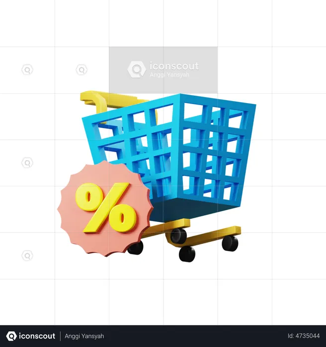 Discount Shopping Cart  3D Illustration