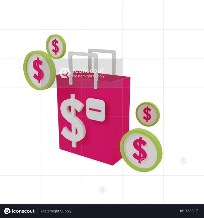 Discounted shopping bag  3D Illustration