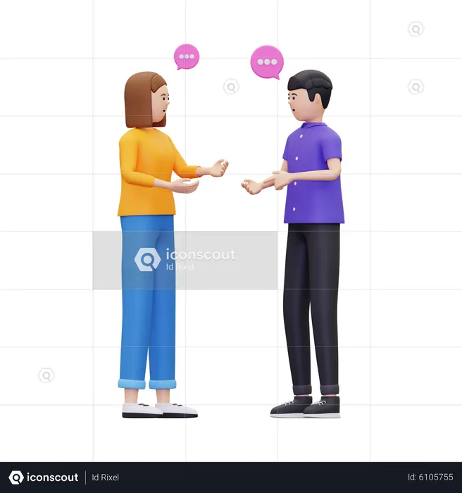 Discussion between male and female  3D Illustration