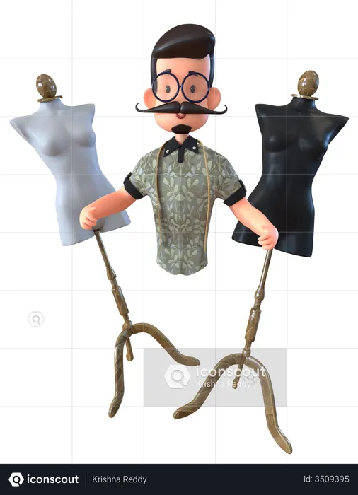 Diseñador de moda con maniquí  3D Illustration